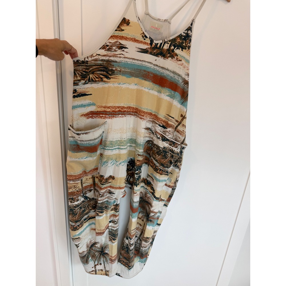Free People Movement Hot Shot Onesie Tropical Palm Print Jumpsuit -M - Picture 3 of 8